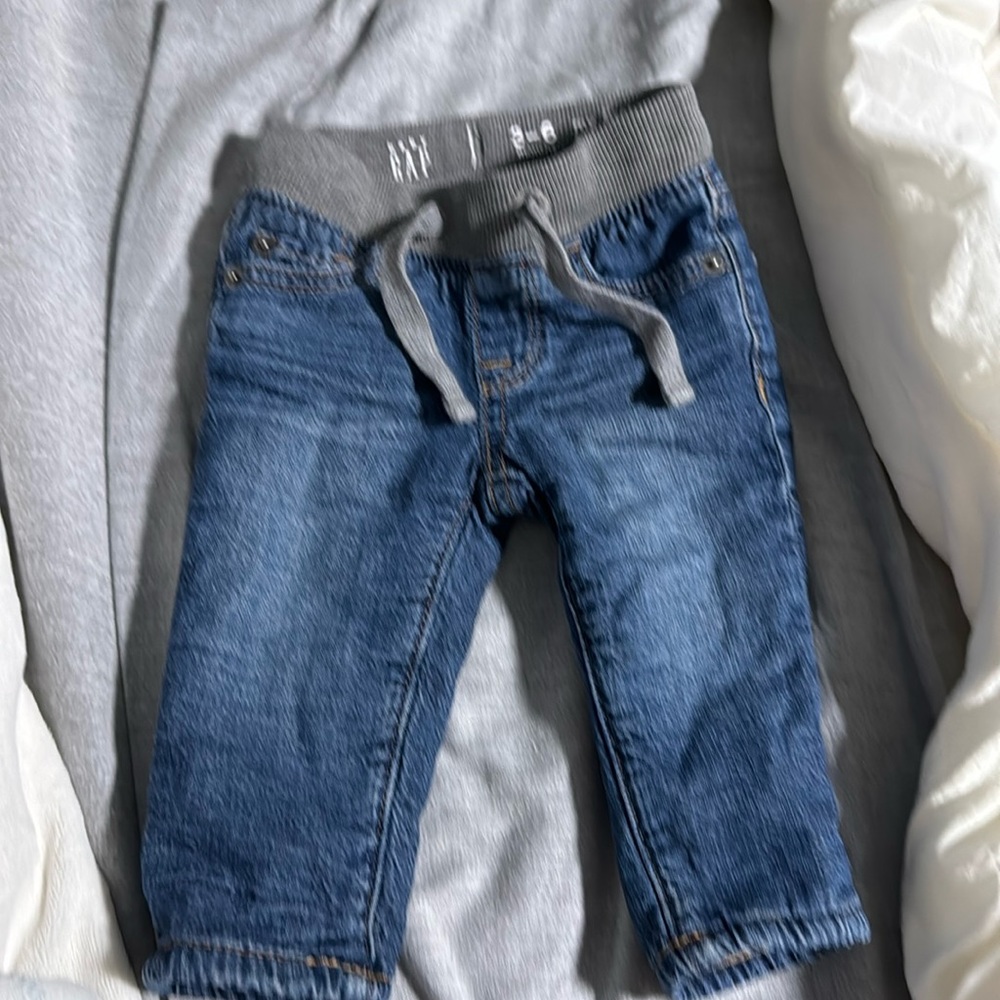 Baby Lined Knit-Denim Straight Jeans